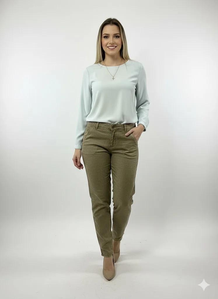 Calça Masculina Pull&Bear Slim Fit com Zíper no Tornozelo